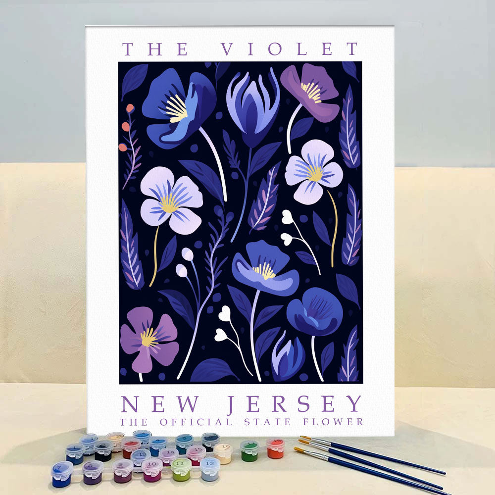 New Jersey State Flower - Violet | Paint by Numbers Kit