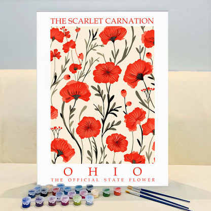 Ohio State Flower - Scarlet Carnation | Paint by Numbers Kit