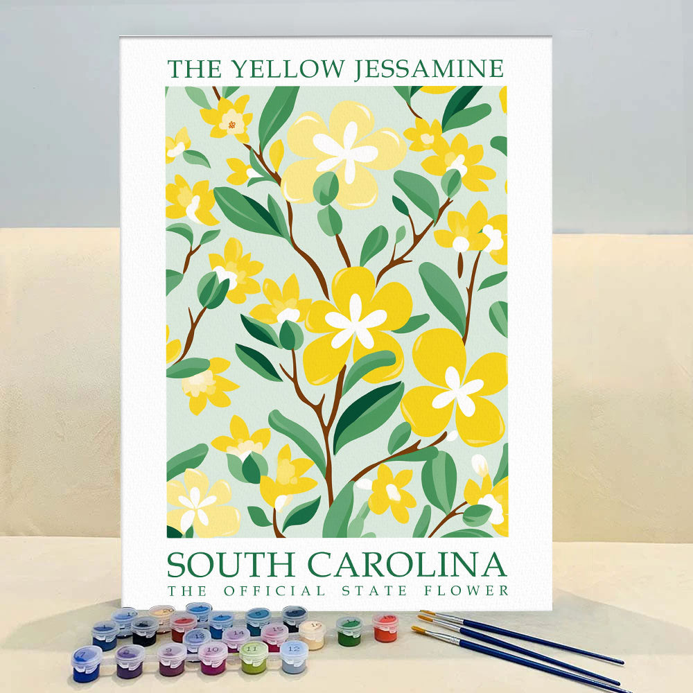 South Carolina State Flower - Yellow Jessamine | Paint by Numbers Kit