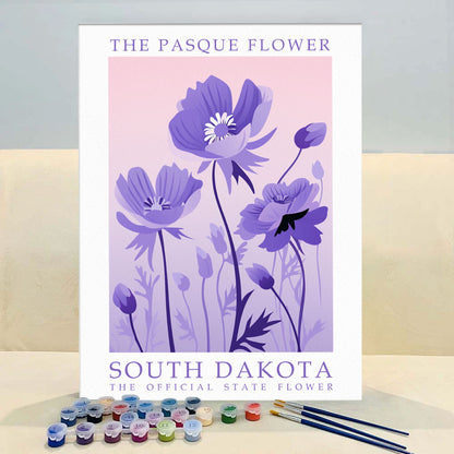 South Dakota State Flower - Pasque Flower | Paint by Numbers Kit