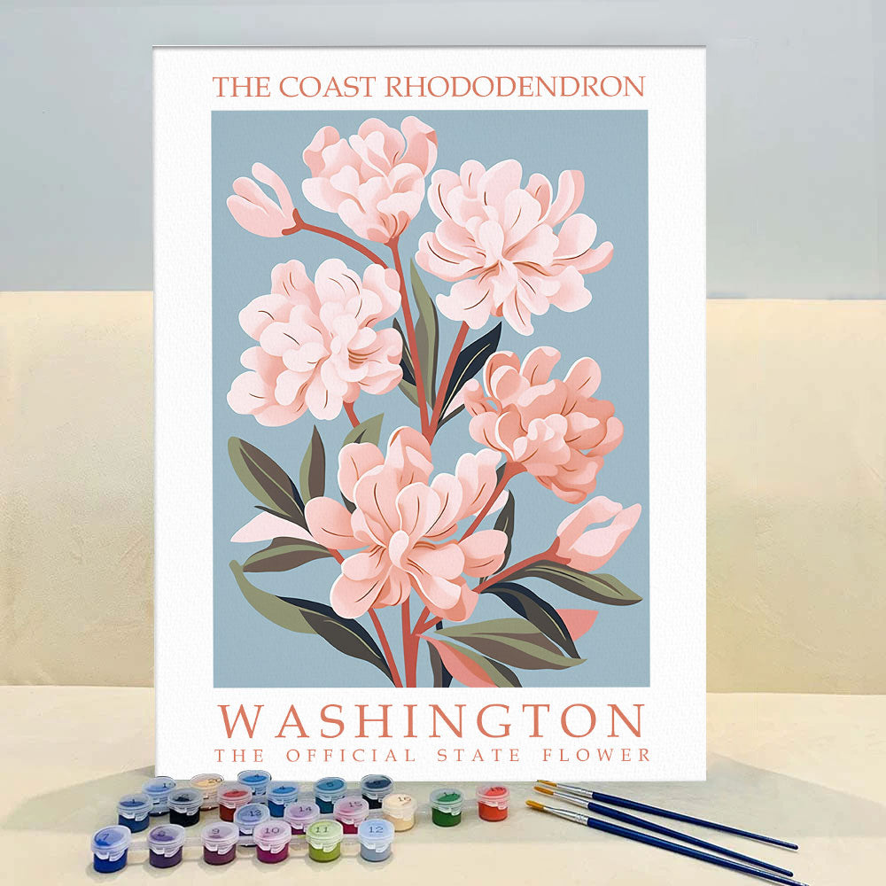 Washington State Flower - Coast Rhododendron | Paint by Numbers Kit