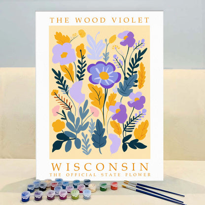 Wisconsin State Flower - Wood Violet | Paint by Numbers Kit