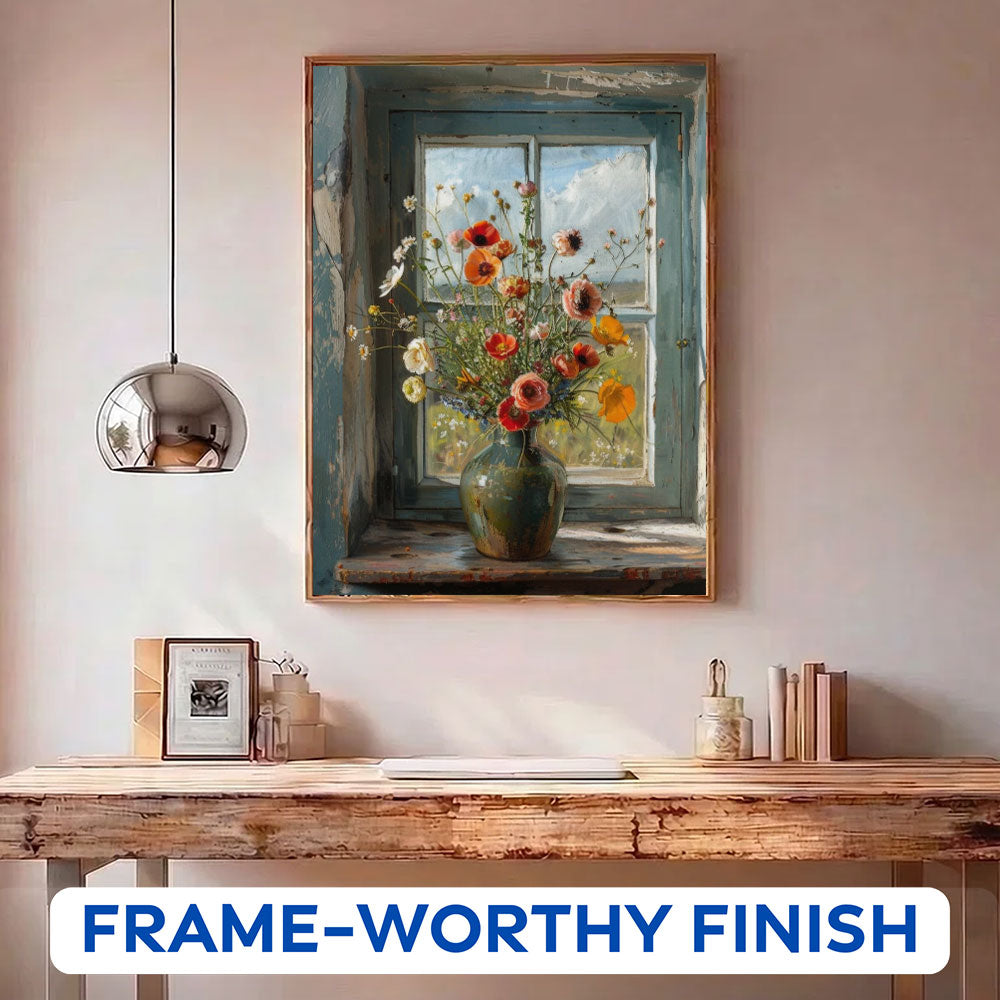 Wildflowers on a Rustic Windowsill | Paint by Numbers Kit