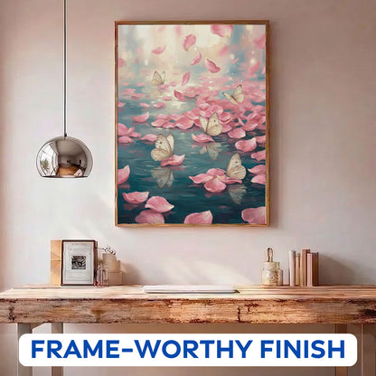 Butterflies Among Pink Petals | Paint by Numbers Kit