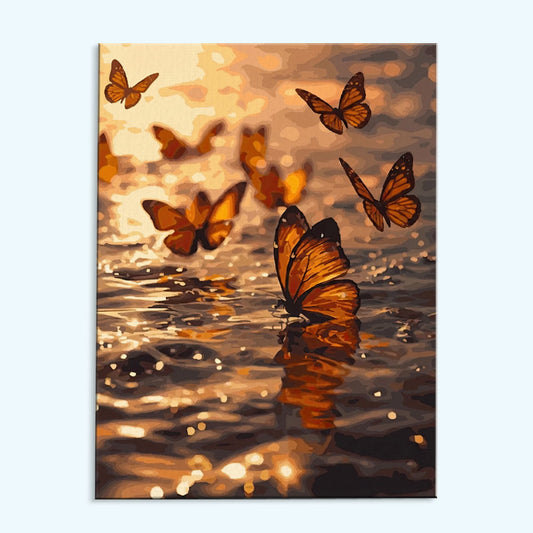 Butterflies in Sunset Glow | Paint by Numbers Kit
