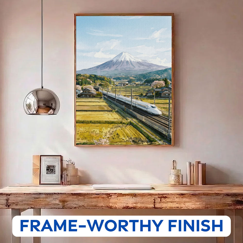 Bullet Train Beneath Fuji | Paint by Numbers Kit