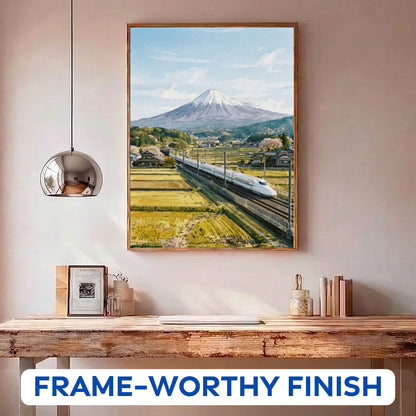 Bullet Train Beneath Fuji | Paint by Numbers Kit