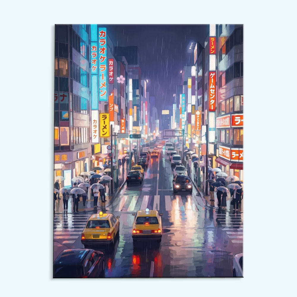 Neon Rain in Tokyo | Paint by Numbers Kit