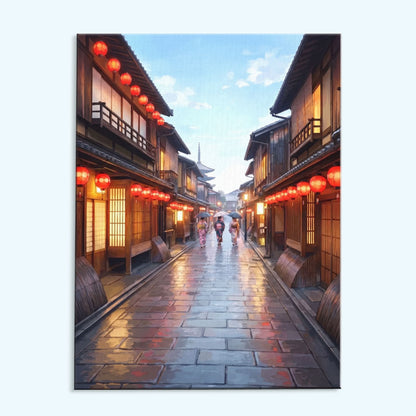Lantern Rain in Kyoto | Paint by Numbers Kit