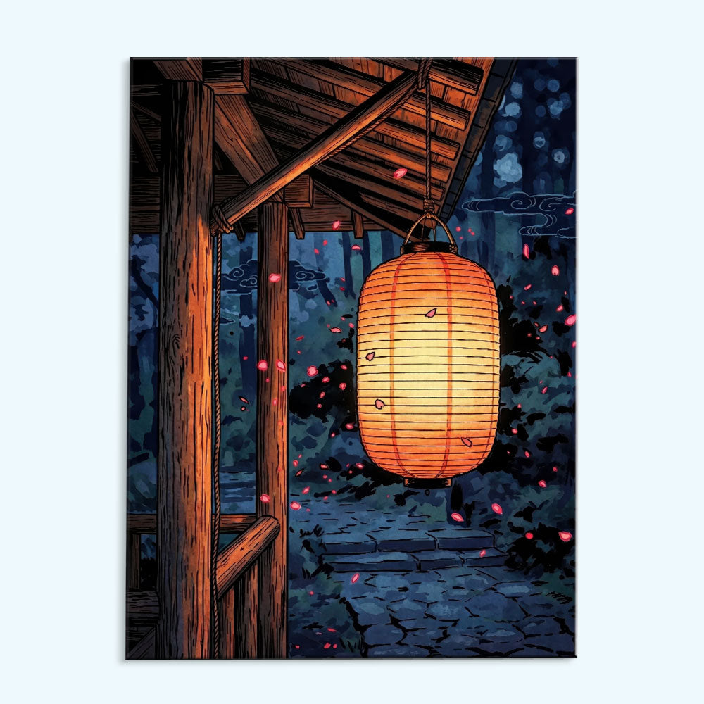 Japan Lantern in the Midnight Garden | Paint by Numbers Kit
