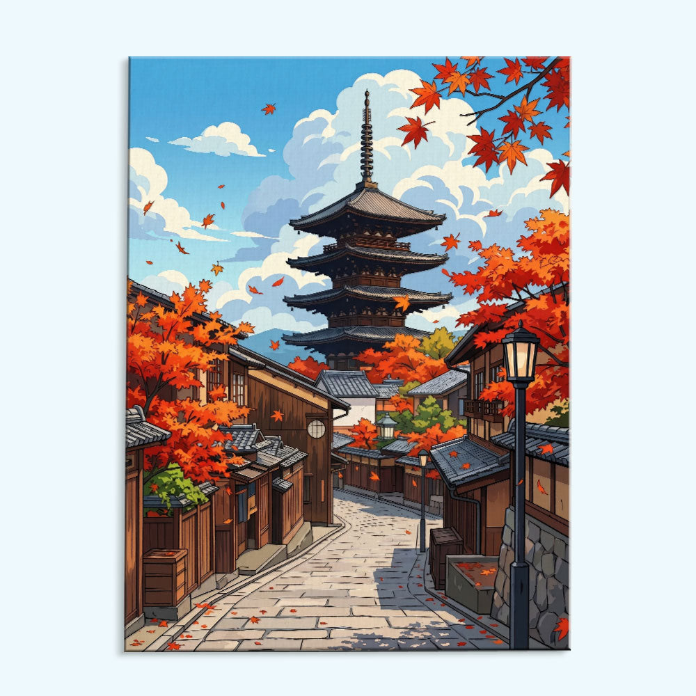 Autumn Path to Yasaka | Paint by Numbers Kit