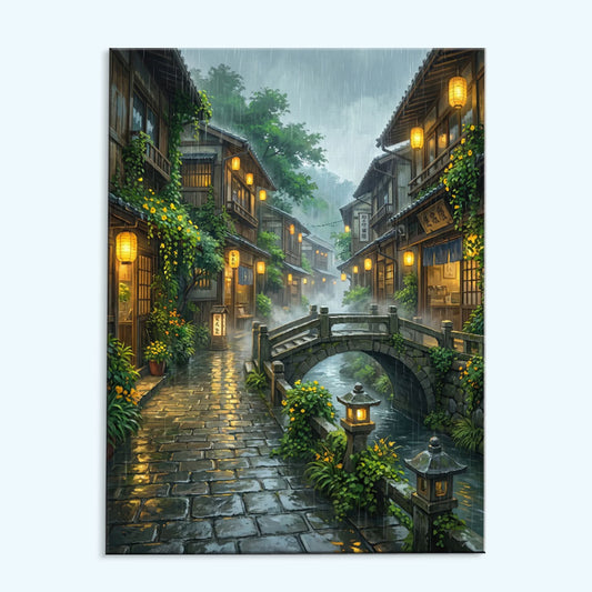Rainfall in Onsen Alley | Paint by Numbers Kit