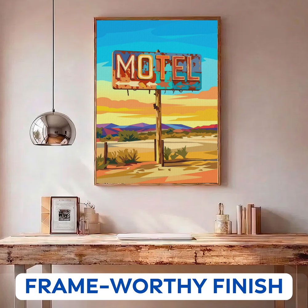 Neon Motel Nights - Route 66 Collection | Paint by Numbers Kit