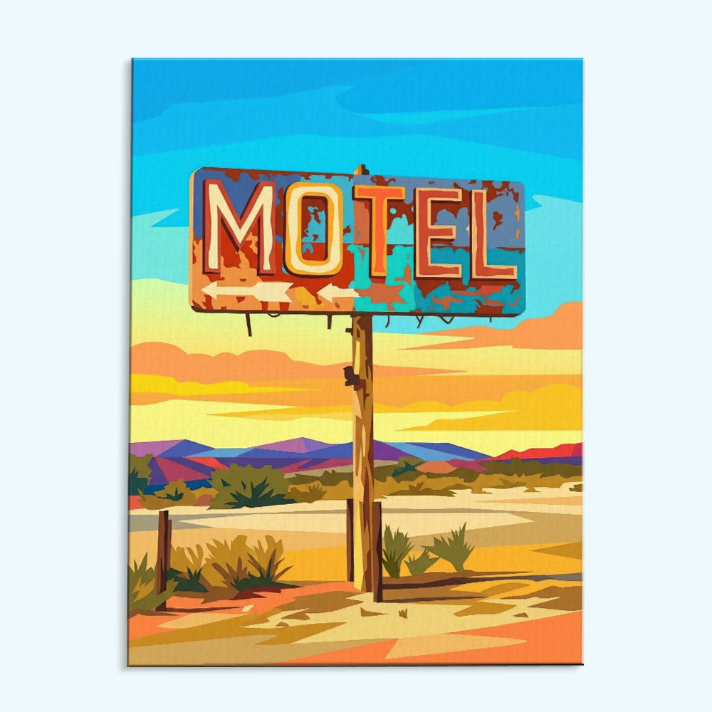 Neon Motel Nights - Route 66 Collection | Paint by Numbers Kit