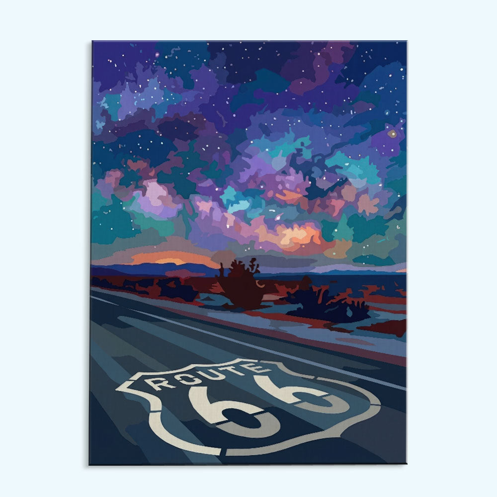 Night Sky Over - Route 66 Collection | Paint by Numbers Kit