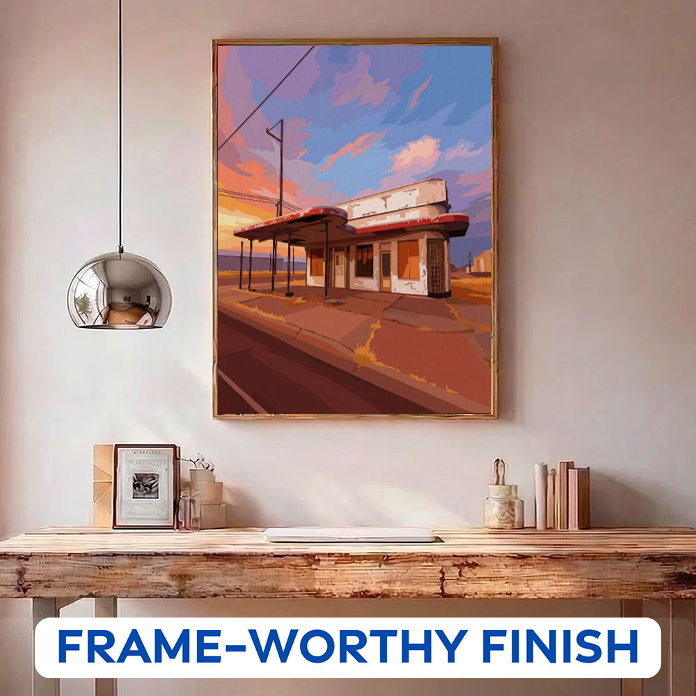 Old Gas Station - Route 66 Collection | Paint by Numbers Kit
