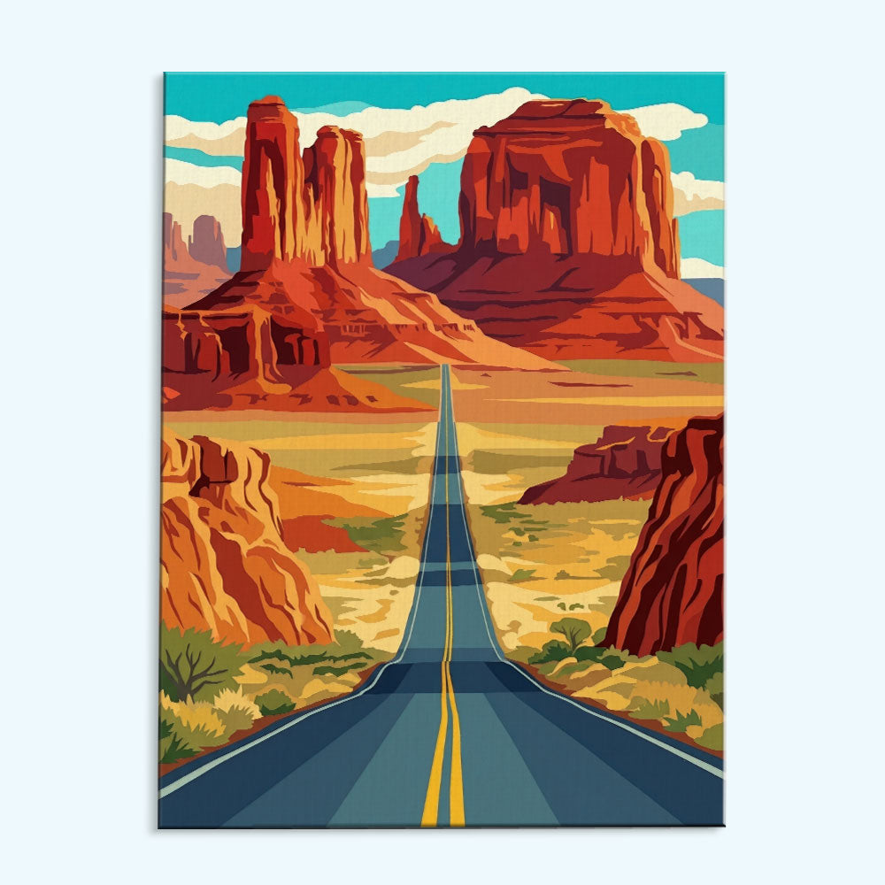 Red Rock Scenic Drive - Route 66 Collection | Paint by Numbers Kit