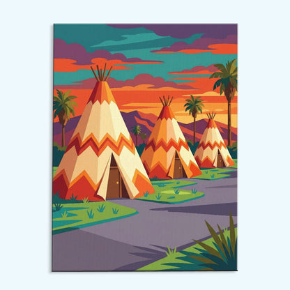 Teepee Cabins - Route 66 Collection | Paint by Numbers Kit
