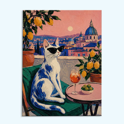Cat Rooftop Aperitivo | Paint by Numbers Kit