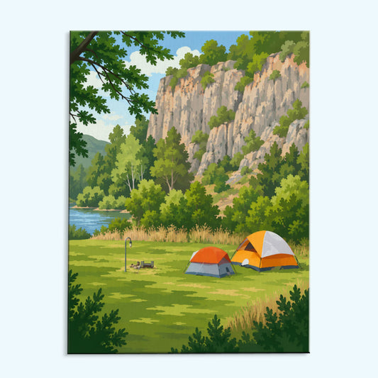 Riverside Cliff Camp | Paint by Numbers Kit