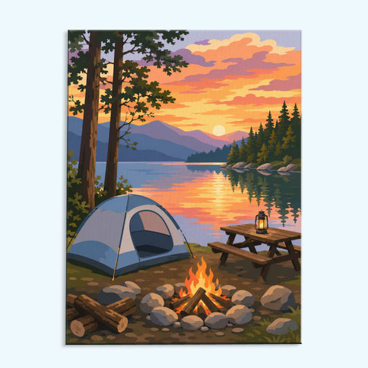 Sunset Lake Campsite | Paint by Numbers Kit
