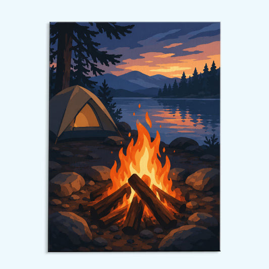 Twilight Lake Campfire | Paint by Numbers Kit