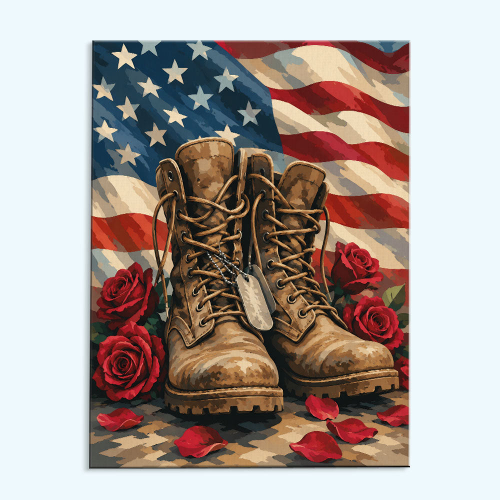 Boots, Roses & Old Glory | Paint by Numbers Kit