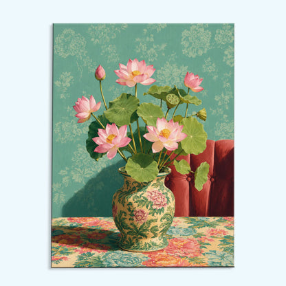 Lotus in Porcelain Vase| Paint by Numbers Kit