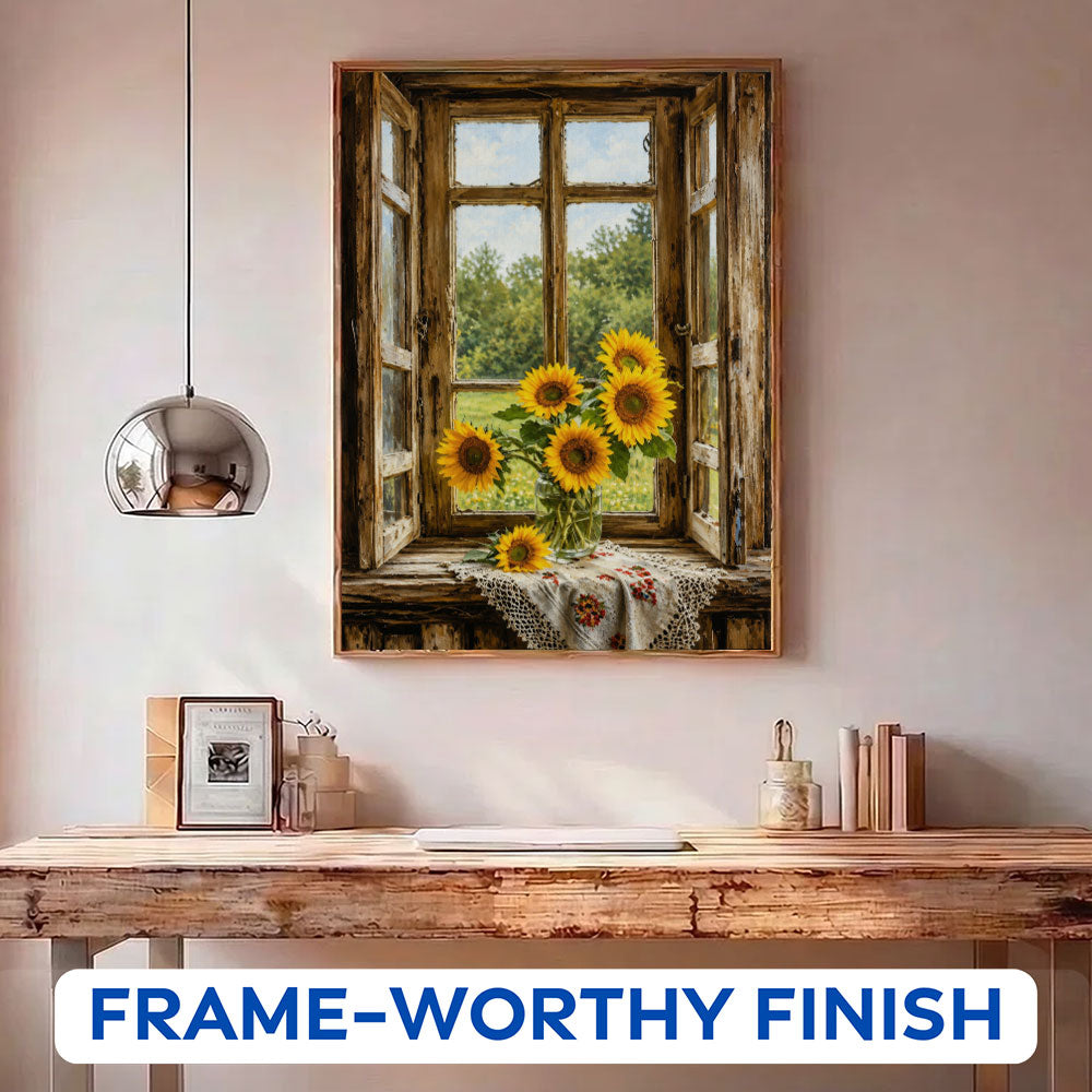 Sunflowers at the Cottage Window | Paint by Numbers Kit