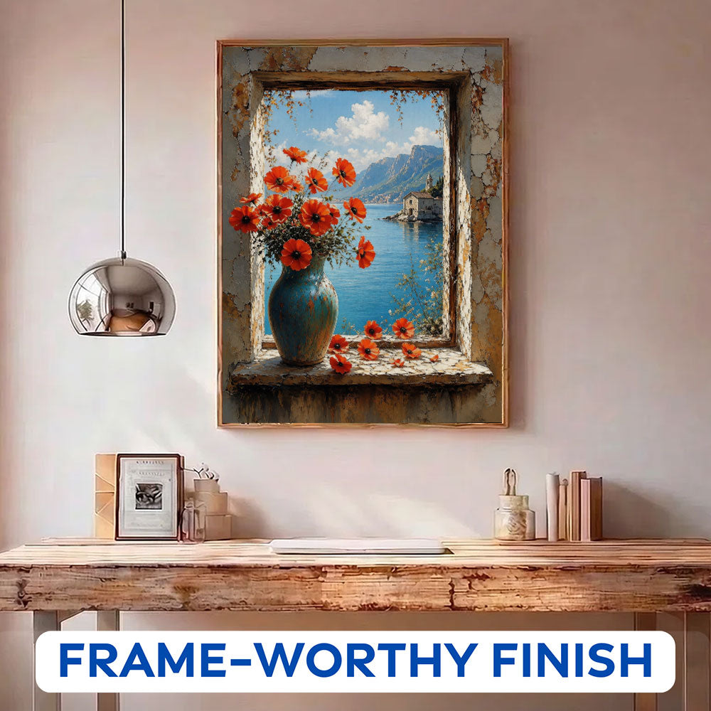 Scarlet Poppies by the Sea | Paint by Numbers Kit