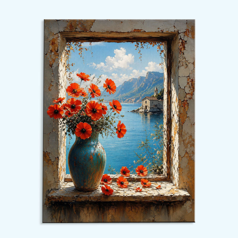 Scarlet Poppies by the Sea | Paint by Numbers Kit