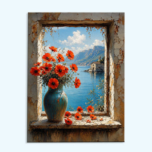 Scarlet Poppies by the Sea | Paint by Numbers Kit