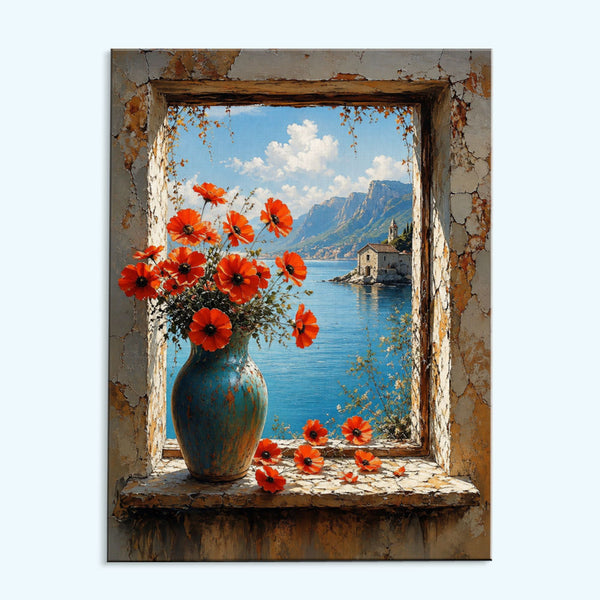 Scarlet Poppies by the Sea | Paint by Numbers Kit