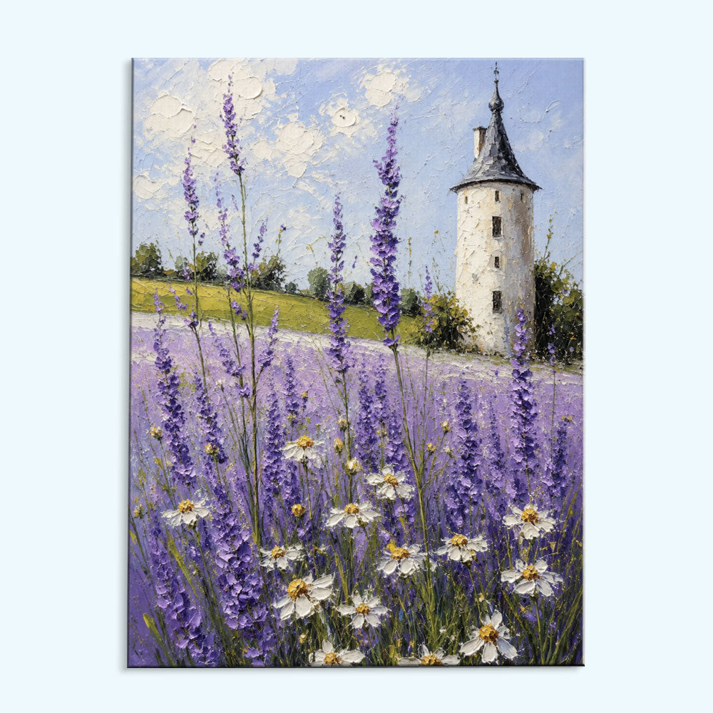 Lavender Fields & White Tower | Paint by Numbers Kit