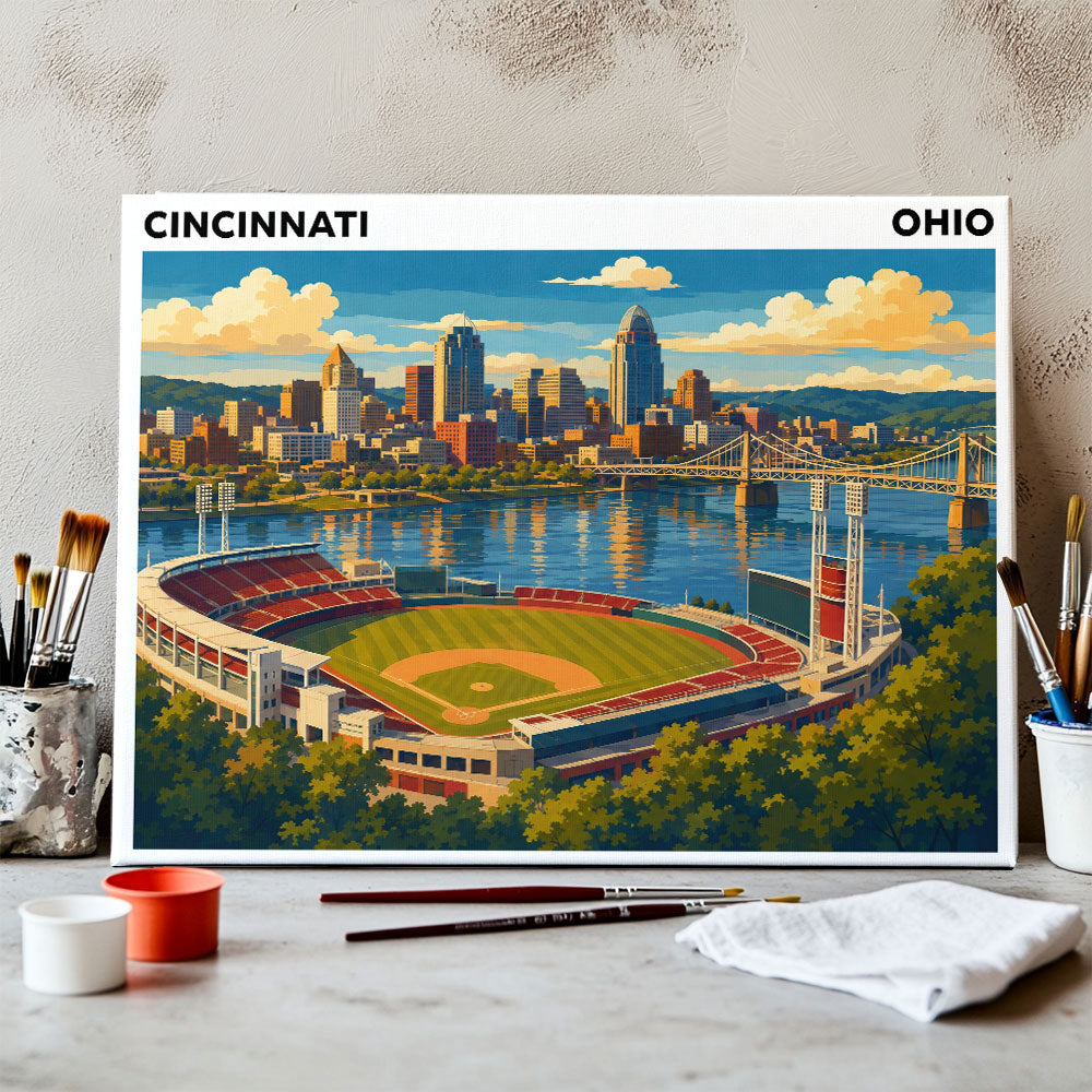 Cincinnati, Ohio Ballpark | Paint by Numbers Kit