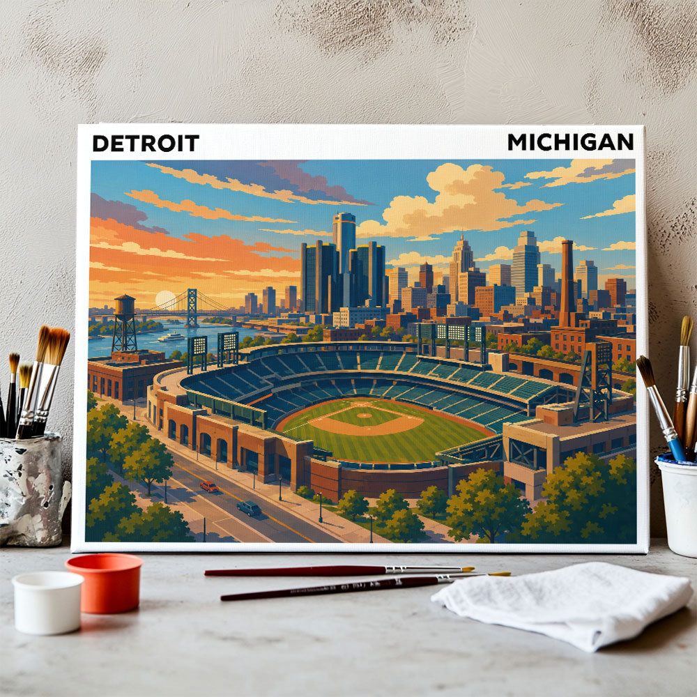 Detroit, Michigan Ballpark | Paint by Numbers Kit