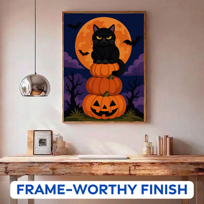 Black Cat Pumpkin Tower | Paint by Numbers Kit