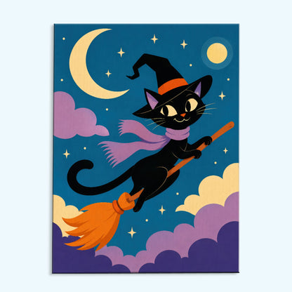Black Cat’s Moonlight Flight | Paint by Numbers Kit