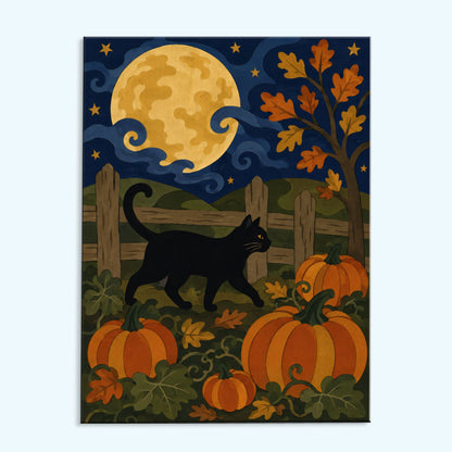 Moonlit Pumpkin Cat | Paint by Numbers Kit
