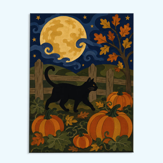 Moonlit Pumpkin Cat | Paint by Numbers Kit