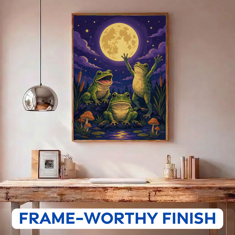 Frogs Under the Harvest Moon | Paint by Numbers Kit
