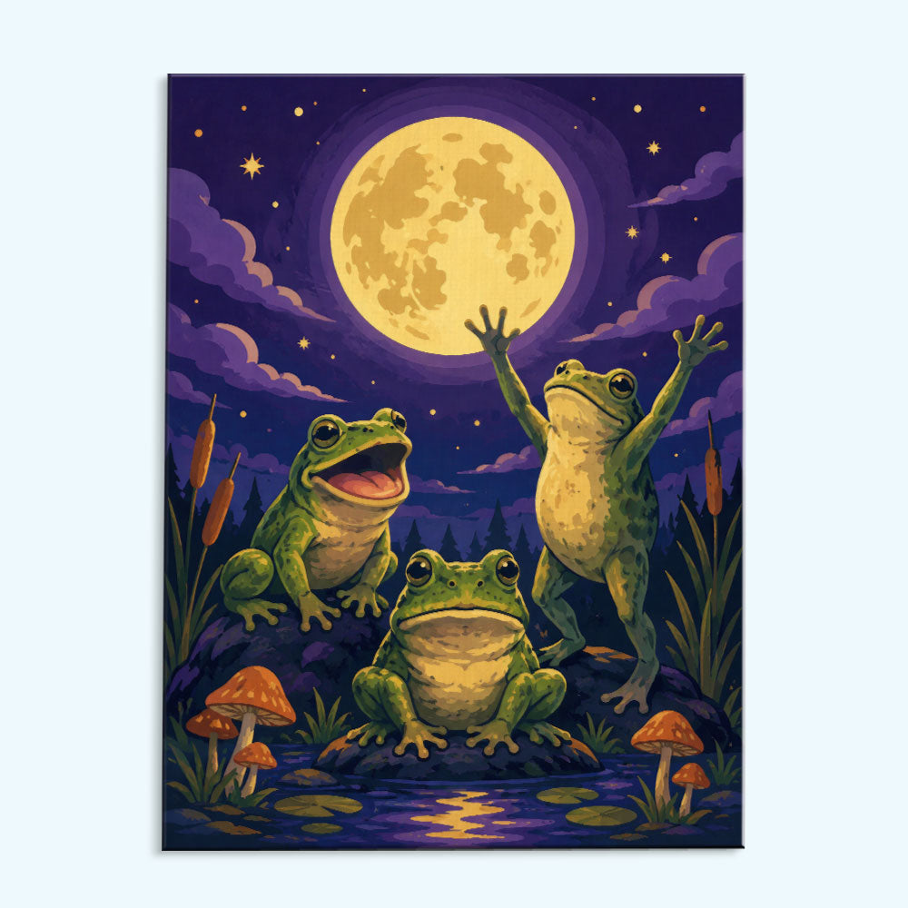 Frogs Under the Harvest Moon | Paint by Numbers Kit