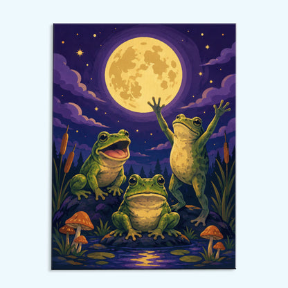 Frogs Under the Harvest Moon | Paint by Numbers Kit