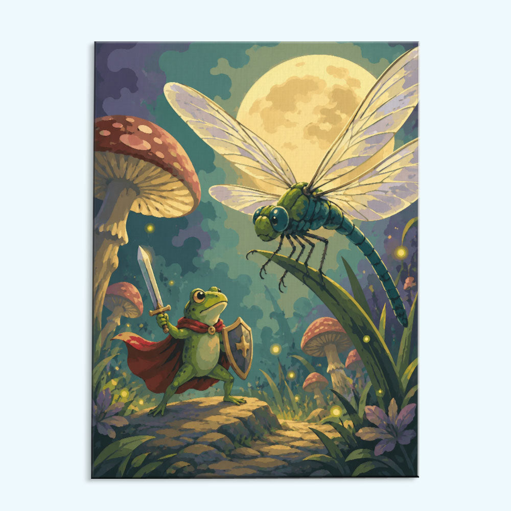 Frog Knight & the Moonlit Dragonfly | Paint by Numbers Kit