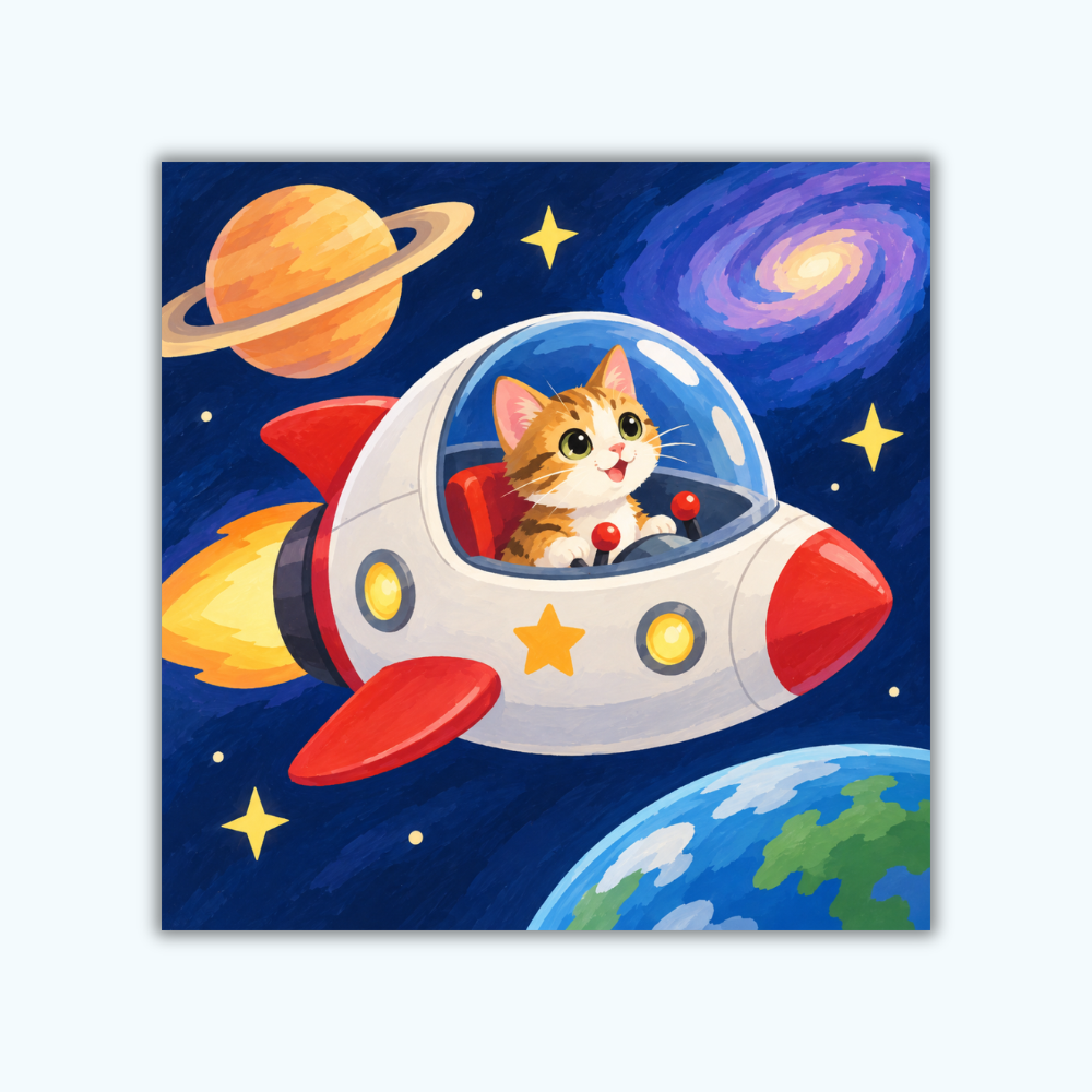 Space Cat Adventure | Mini Paint by Numbers Kit