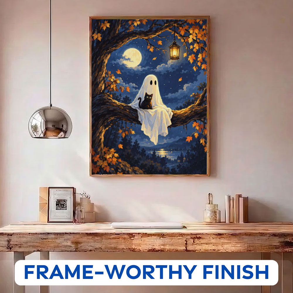 Moonlit Ghost & Black Cat | Paint by Numbers Kit