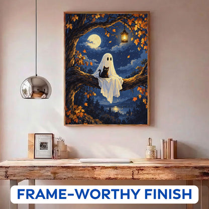 Moonlit Ghost & Black Cat | Paint by Numbers Kit