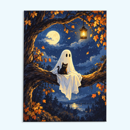 Moonlit Ghost & Black Cat | Paint by Numbers Kit