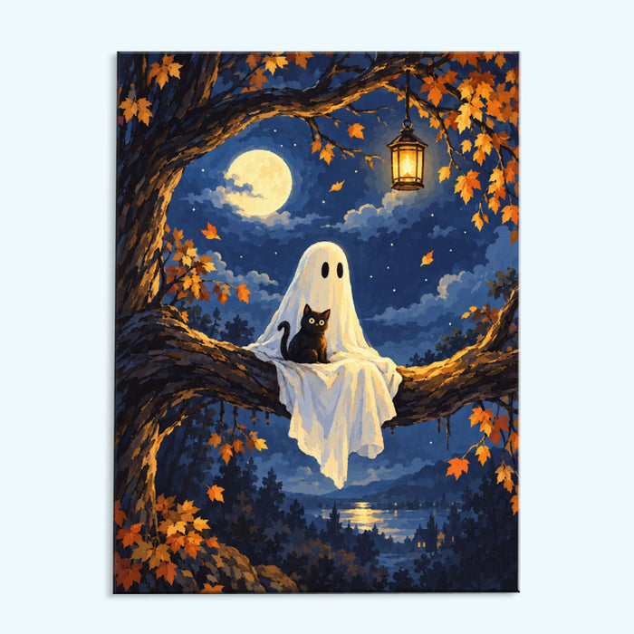 Moonlit Ghost & Black Cat