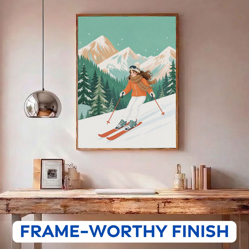 Mountain Girl Skiing | Paint by Numbers Kit